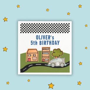 Guardanapo De Papel Aniversário do Costume da Rota do Carro
