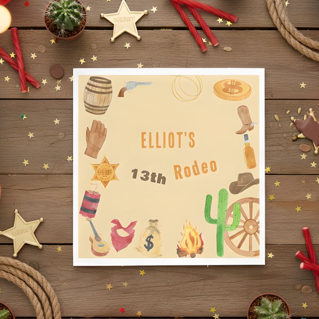 Guardanapo De Papel Aniversário do cowboy rodeio ocidental (Criador carregado)
