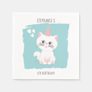 Guardanapo De Papel Aniversário do Dia Puro do Gato