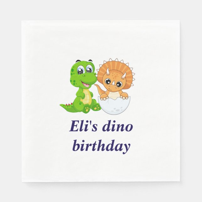 Guardanapo De Papel aniversário do Dinossauro (Frente)