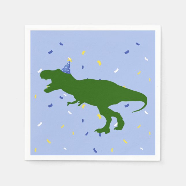 Guardanapo De Papel Aniversário do Dinossauro Azul da Criança "Anivers (Frente)