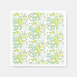 Guardanapo De Papel Aniversário Do Dinossauro Azul E Verde