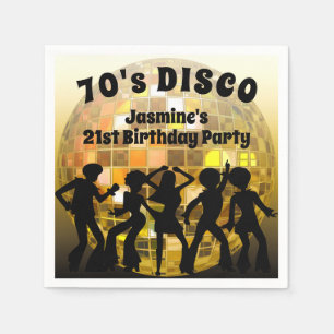 Guardanapo De Papel Aniversário do Disco dos anos 70   Bola Dourada