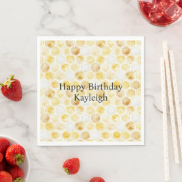 Guardanapo De Papel Aniversário do Dourado Yellow Honeycomb