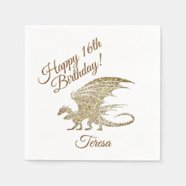 Guardanapo De Papel Aniversário do Dragão Mosaico com Nome Personaliza