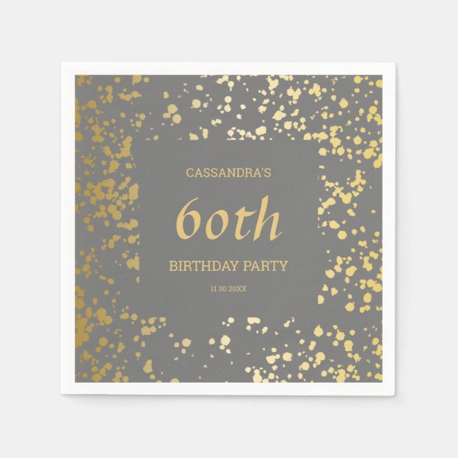 Guardanapo De Papel Aniversário do Egito Dourado e Clássico, Cinzas (Frente)