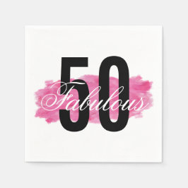 Guardanapo De Papel Aniversário do Elegante Fabuloso 50 Pink Watercolo