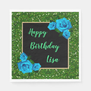 Guardanapo De Papel Aniversário do Elegante Rosa Verde Brilhante Azul