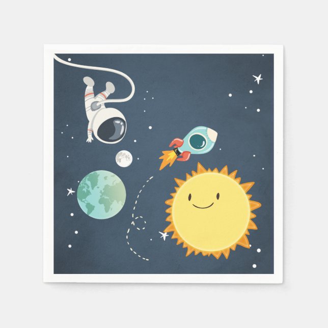 Guardanapo De Papel Aniversário do Espaço Exterior Napkins Astronauta  (Frente)
