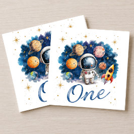Guardanapo De Papel Aniversário do Foguete Espacial Astronauta Um