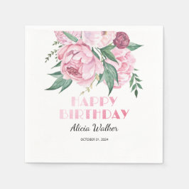 Guardanapo De Papel Aniversário do Folheto Rosa Peony Floral Greeneres