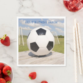 Guardanapo De Papel Aniversário do futebol preto e branco