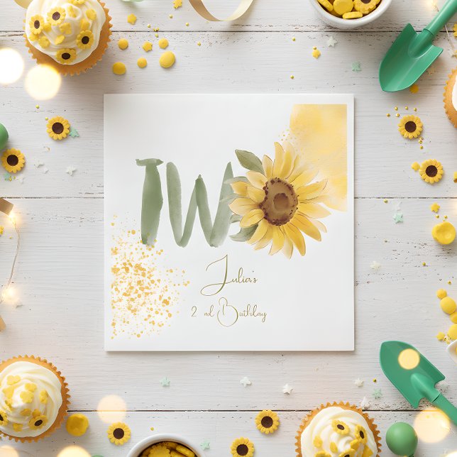 Guardanapo De Papel Aniversário do girassol de aquarela (Criador carregado)