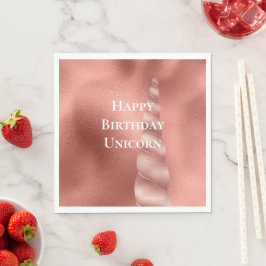 Guardanapo De Papel Aniversário do Glam Unicorn rosa Dourado