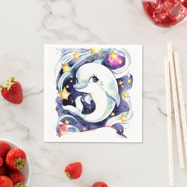 Guardanapo De Papel Aniversário do golfinho simples náutico (Insitu)