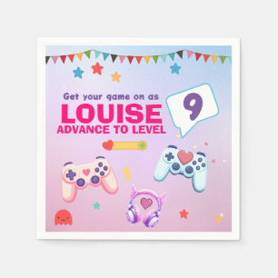 Guardanapo De Papel Aniversário do Jogo Rosa Colorido de Garota