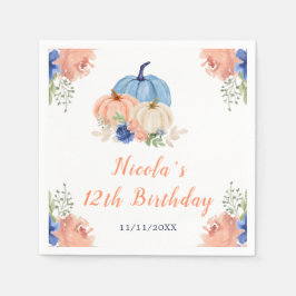 Guardanapo De Papel Aniversário do marinho Blue e Blush Floral Pumpkin