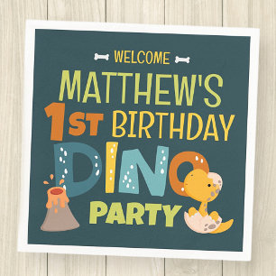 Guardanapo De Papel Aniversário do Modern Cute Dino Dinosaur Kid