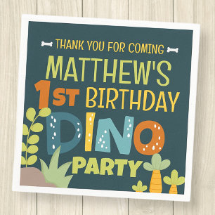 Guardanapo De Papel Aniversário do Modern Cute Dino Dinosaur Kid Obrig