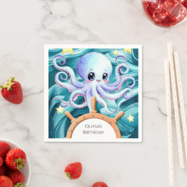 Guardanapo De Papel Aniversário do Octopus Náutico Colorido