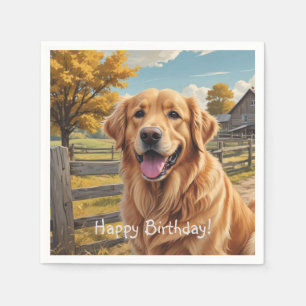 Guardanapo De Papel Aniversário do ouro Retriever