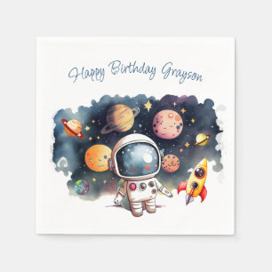 Guardanapo De Papel Aniversário do Outerspace Planets Boy