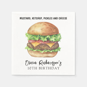 Guardanapo De Papel Aniversário do Partido Burger Watercolor