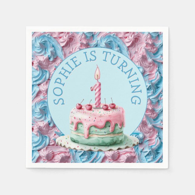 Guardanapo De Papel Aniversário do partido Buttercreme (Frente)