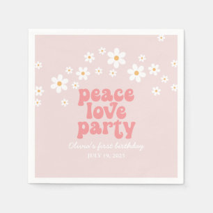 Guardanapo De Papel Aniversário do Partido do Amor pela Paz Retro Dai