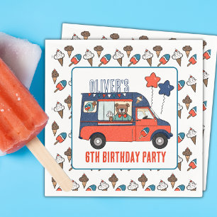 Guardanapo De Papel Aniversário do Partido dos Caminhões de Sorvete Ve