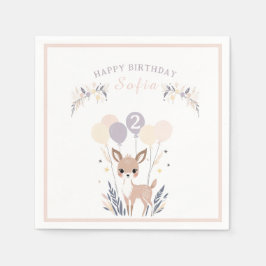Guardanapo De Papel Aniversário do Pastel Boho Fawn e Balões
