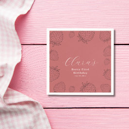 Guardanapo De Papel Aniversário do Pastel Handraw Strawberry