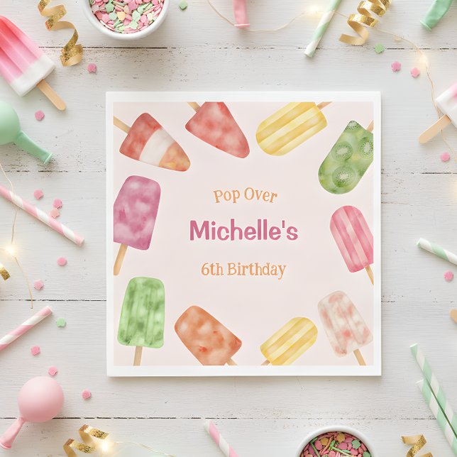 Guardanapo De Papel Aniversário do Picolé de Aquarela (Criador carregado)