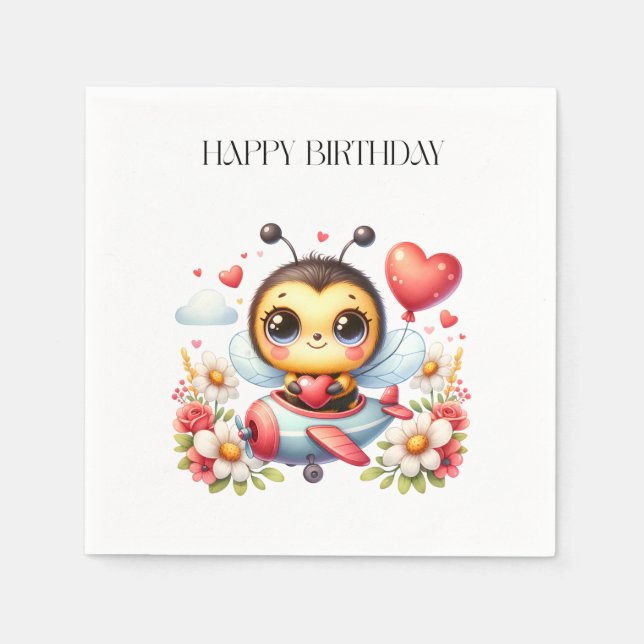 Guardanapo De Papel Aniversário do Piloto Abelha (Frente)