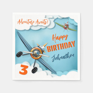Guardanapo De Papel Aniversário do Piloto de Combatente de Avião