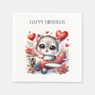 Guardanapo De Papel Aniversário do Piloto de Gatinhos