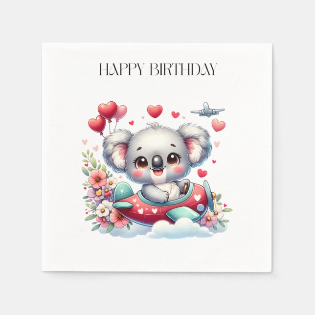 Guardanapo De Papel Aniversário do Piloto Koala (Frente)