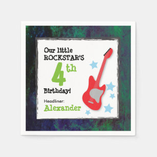 Guardanapo De Papel Aniversário do Rockstar do Menino com Violão Verme
