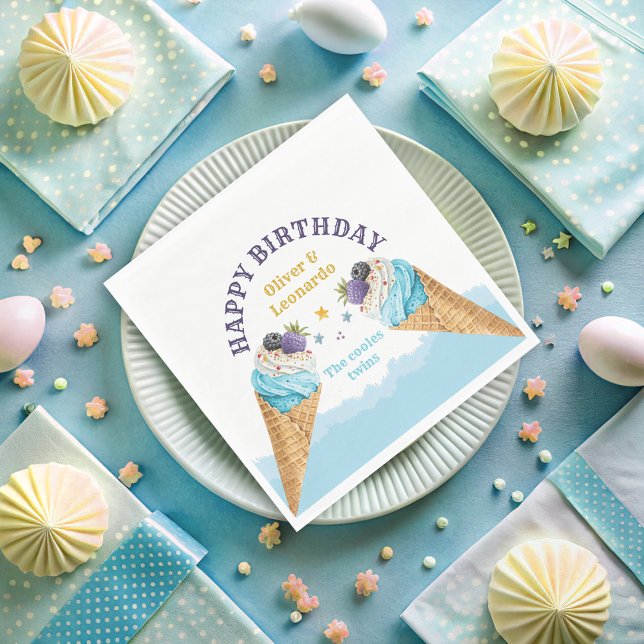 Guardanapo De Papel Aniversário do Sorvete Gêmeos legal (Criador carregado)