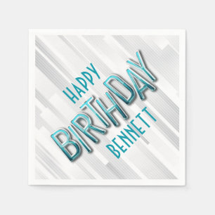 Guardanapo De Papel Aniversário do Teal do Adulto Moderno