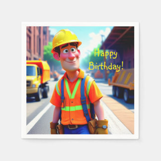 Guardanapo De Papel Aniversário do Trabalhador de Construção