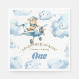 Guardanapo De Papel Aniversário do Urso Azul Bonanza: Voando para o Pr