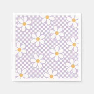 Guardanapo De Papel aniversário do Verificador Retro Lilac Daisy