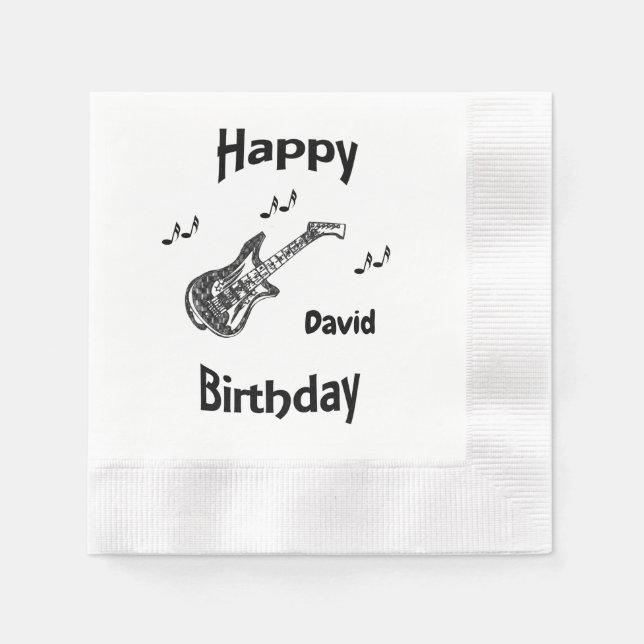 Guardanapo De Papel Aniversário do Violão Elétrico (Frente)