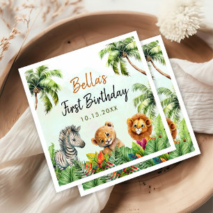 Guardanapo De Papel Aniversário dos Animais da Selva Tropical Safari