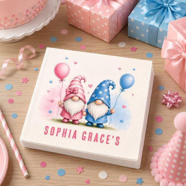 Guardanapo De Papel Aniversário dos Gnomos Coloridos Felizes (Criador carregado)