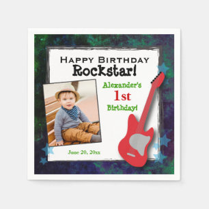 Guardanapo De Papel Aniversário dos Rapazes Guitarristas Estrelas do R