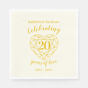 Guardanapo De Papel Aniversário dourado do diamante 20 anos de