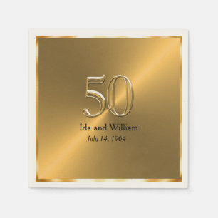 Guardanapo De Papel Aniversário Dourado do quadro 50th