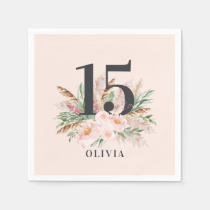 Guardanapo De Papel Aniversário elegante, cor-de-água rosa